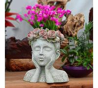 CWCQGH Decorazione per Patio Esterno, Statua della Dea, Vaso per Fiori Grande Alto 11,4 Pollici, Contenitore Ornamentale con Statuetta di Bellezza in Resina, Vaso per Fiori Deco,A