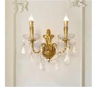 CWCQGH Lampada da Parete di Lusso in Stile retrò Francese, Romantica, con Cristalli e Rame, Ideale per Soggiorno e Sala da Pranzo .,3colors dimming-2lights