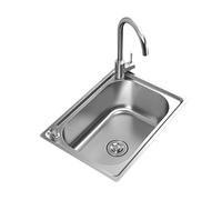 CWCQGH Lavello da Cucina Professionale in Acciaio Inox, lavello per Catering, lavello a Vasca Singola con Rubinetto e Scarico per Bar, Campeggio, Esterni, Giardino, Lavande,50×40cm