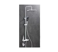 CWCQGH Miscelatore termostatico per Doccia, Set Doccia Digitale a LED, Miscelatore Caldo-Freddo per Bagno, Sistema Doccia a Parete, Rubinetto per Vasca da Bagno con soffione a p,F White