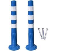 CWCQGH Paletti di parcheggio in Gomma Morbida con collari Riflettenti, Confezione da 2, Coni stradali da 75 cm per parcheggio e Controllo del Traffico, Blu e Bianco, Pali in PLA,Blue+White