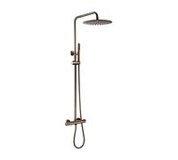 CWCQGH Set Miscelatore termostatico per Doccia, Colonna Doccia Multifunzione a Parete, Rubinetto per Bagno con deviatore a Pioggia, Set Doccia in Ottone Massiccio con soffione e,Rose Gold-8 inch