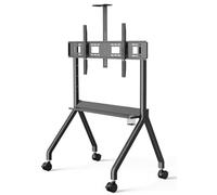 CWCQGH Supporto TV Regolabile in Altezza, Carrello Mobile per TV LCD e LED da 55-120 Pollici, Supporto da Pavimento con Ruote e ripiano, Supporto TV per Soggiorno, bianco-55-120,Black-55