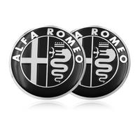 CWED 2 Pezzi 74mm Fregi Stemma Compatibili con Alfa Romeo Auto Logo Per Cofano Anteriore e Posteriore Emblema Stemmi in Metallo（Nero）