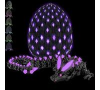 CWENDANER Drago a sorpresa, giocattolo drago stampato in 3D, regalo creativo per la decorazione della scrivania per adulti e bambini (modello viola luminoso senza denti)