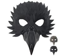 CWENDANER Maschera a molla per feste, corvi veneziani, maschera - pestatico, uccello, becco, accessorio in costume per carnevale, Halloween e feste a tema (nero oro)