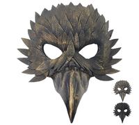 CWENDANER Maschera a molla per feste, corvi veneziani, maschera - pestatico, uccello, becco, accessorio in costume per carnevale, Halloween e feste a tema (oro)