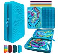 CWENDANER Tavola per attività sensoriali, Confezione di Giocattoli in Silicone bifacciale per autismo e ADHD con 20 Corde, Adatta a Bambini dai 3 Anni in su e Adulti per ridurre Lo Stress(Celeste)