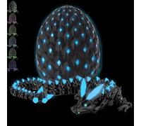 CWENDANER Uovo di drago a sorpresa con drago all'interno, giocattolo con stampa 3D, decorazione creativa, regalo per adulti e bambini (blu luminoso)