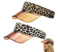 CWENDANER Visiera parasole con stampa leopardata, Visiera parasole anni 80, Cappello unisex con protezione UV, Regolabile con chiusura in velcro, Taglia unica, 56/60 cm