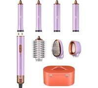 Cwexi Air Styler 7 in 1, Asciugacapelli Ionico, 2 Dimensioni Arricciacapelli Automatico, Spazzola Rotante Per Capelli e Lisciante, 1700W, 114.000 Giri/min. Custodia in Pelle, Set Regalo Viaggio