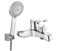 CWHHTVBI Rubinetto for Doccia da Vasca, Set Semplice Portatile, Miscelatore for Acqua Calda e Fredda in Rame a Parete, soffione Multifunzione, 5 modalità di Uscita dell'Acqua