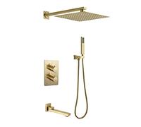 CWHHTVBI Set di rubinetti for Miscelatore termostatico for Doccia a Pioggia Combinato for a Tripla Funzione con soffione, a Mano, Scatola da Incasso, Rubinetto for Vasca Bagno, 12 Pollici(12inch)