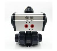 CWHHTVBI Valvola a Sfera pneumatica con Attacco a Unione in PVC da 1" DN25, Diametro Interno Tubo 32 mm, Tenuta in PTFE, attuatore a Semplice Effetto