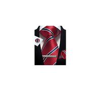 CWKOON A righe Plaid Mens Cravatta Formale Cravatta Tasca Quadri Cravatte Clip Gemelli Classico per Uomo Set Confezione Regalo, A righe rosse., taglia unica