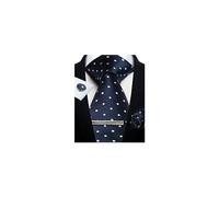 CWKOON Cravatta formale da uomo a righe scozzese a pois cravatta da tasca quadrata cravatta clip gemelli classici per uomo confezione regalo set, Blu navy, bianco., taglia unica