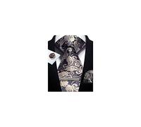 CWKOON Paisley - Gemelli da uomo con cravatta formale da taschino e cravatte a forma di cravatta, classici da uomo, confezione regalo, Blu Navy Beige, taglia unica