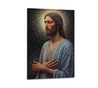 CWLLOG Stampa artistica da parete su tela, poster religioso in stile mosaico con Gesù, cornice moderna, decorazione per soggiorno e camera da letto, 40 x 60 cm
