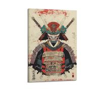 CWLLOG Stampe artistiche da parete su tela, poster con teschio samurai giapponese, armatura, stile moderno, decorazione per soggiorno e camera da letto, 30 x 45 cm