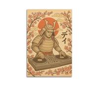 CWLLOG Stampe artistiche da parete su tela, poster culturale misto, stile giapponese, samurai, DJ Ukiyo-e sotto i fiori di ciliegio, decorazione moderna per soggiorno e camera da letto, 30 x 45 cm