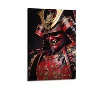 CWLLOG Stampe artistiche da parete su tela, poster fantasy rosso e oro, armatura samurai, stile moderno, decorazione per soggiorno e camera da letto, 50 x 75 cm