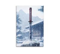 CWLLOG Stampe artistiche da parete su tela, poster storico spada samurai nella neve, senza cornice, stile moderno, decorazione per soggiorno e camera da letto, 50 x 75 cm
