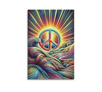 CWLLOG Stampe su tela da parete, poster con simbolo della pace, colorato, senza cornice, stile moderno, decorazione per soggiorno e camera da letto, 20 x 30 cm