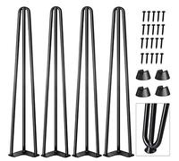 CWLOTAC 6 pollici Hairpin Furniture Legs Set di 4 - Heavy Duty Hairpin Legs 6 pollici - Metal Home DIY Projects for TV Stand, Sofa, Cabinet, 4PCS Rubber Floor Protectors, Black