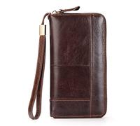 CWLPSL Borsa a Mano da Uomo, in Vera Pelle, con Cerniera, Portafoglio Lungo, Grande, Porta Telefono
