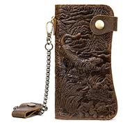 CWLPSL Borsa a Tracolla Casual in Pelle da Uomo con Catena in Ferro, Fibbia antifurto, Portafogli da Uomo, Porta Monete, Carta d'identità, Telefono (Colore: Cachi, Dimensioni: 10 * 2 * 19 cm)