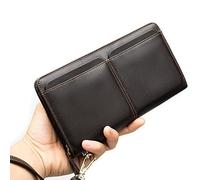 CWLPSL Borsa a Tracolla da Uomo in Pelle, Borsa a Tracolla da Uomo in Vera Pelle con Cerniera, Portafoglio da Uomo, Portamonete (Colore: Nero)