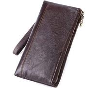 CWLPSL Borsa a Tracolla da Uomo, Porta Biglietti da Visita in Vera Pelle, Portafoglio Lungo da Uomo, Piccola Borsa Lunga per Uomo, Organizer (Colore: Nero, Dimensioni: 21,5 * 11,5 * 3 cm)