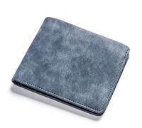 CWLPSL Portafogli da Uomo Portafoglio da Uomo retrò Satinato Portafoglio da Uomo Pieghevole a Due Scomparti Porta Carte di Credito Portafoglio Corto Tinta Unita e Portafoglio (Colore: Blu)