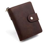 CWLPSL Portafoglio Corto in Vera Pelle con Tasca Portamonete con Cerniera, Grande capacità, Porta Carte di Credito Corto da Uomo (Colore: Nero, Dimensioni: 12 * 3 * 9 cm)