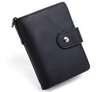 CWLPSL Portafoglio Corto in Vera Pelle con Tasca Portamonete con Cerniera, Grande capacità, Porta Carte di Credito Corto da Uomo (Colore: Nero, Dimensioni: 12 * 3 * 9 cm)