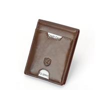CWLPSL Portafoglio da Uomo con Clip per Dollaro in Pelle di Mucca, Portafoglio per Carte di Mucca (Argento, 8,5x11 cm)