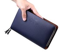CWLPSL Portafoglio da Uomo, Grande capacità, Pochette, Portafoglio con Doppia Cerniera, Lungo, da Uomo (A, 19 * 9,5 cm)