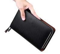 CWLPSL Portafoglio da Uomo, Grande capacità, Pochette, Portafoglio con Doppia Cerniera, Lungo, da Uomo (A, 19 * 9,5 cm)