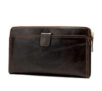 CWLPSL Portafoglio da Uomo Grande e Lungo in Pelle con Pochette, Porta passaporto da Viaggio, Porta Cellulare, Porta Carte di Credito (Colore: Nero)