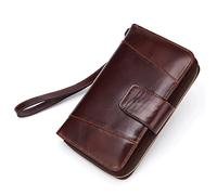 CWLPSL Portafoglio Lungo da Uomo in Pelle con Pochette, Porta passaporto da Viaggio, Porta Cellulare, Porta Carte di Credito (Colore: Marrone, Dimensioni: 18 * 4 * 10,5 cm)