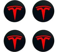CWMLB Confezione da 4 Coprimozzi Ruota per Tesla Model 3 Highland 2024 65MM,Coprimozzi Auto Adesivo Copricerchio Copertura Centrale Ruota Auto Adesivo Badge,BlackD
