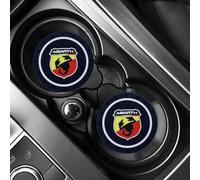 CWMMS 2 Pezzi Sottobicchieri per Acqua per Auto per Abarth 595 695 500 124, Sottobicchieri Portabevande Antiscivolo Portabicchieri per Auto Inserti Sottobicchieri Accessori