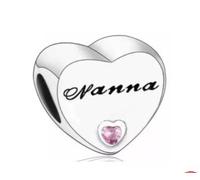 CWOne Designs Ciondolo in Argento con Momenti Familiari a Forma di Cuore per Bracciali Pandora., One size, Argento sterling, Zirconie sintetico