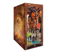 Cwood - Set di contenitori per libri con luce LED, puzzle in legno 3D, per libreria, kit fai da te per la casa delle bambole, decorazione per libreria con coperchio antipolvere - spazio magico per