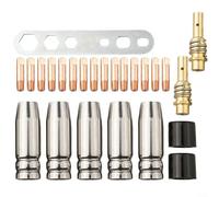 CWOQOCW 20PCS MIG Saldatura Torcia Accessori Set M6 Punte di Contatto 0.8mm Ugelli In Rame Con Isolatori Per MB15 15AK Saldatrice