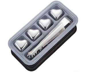CWOQOCW Cubi di ghiaccio in acciaio inox a forma di cuore riutilizzabili | Acciaio 304, design a forma di cuore, riutilizzabile infinite volte, nessuna diluizione dell'acqua, mantiene le bevande