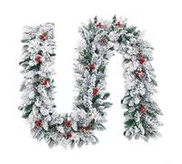 CWOQOCW Ghirlanda natalizia per interni in PVC, colore bianco e verde, 1,8 m e 2,7 m, da appendere al caminetto o alla porta delle scale (2,7 m)