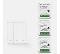 CWOQOCW Interruttore wireless intelligente per sistema Tuya, telecomando RF433 e controllo vocale, facile retrofit dietro il pannello esistente, materiale ABS bianco (C)