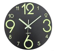 CWOQOCW Orologio da parete silenzioso da 40 cm, senza ticchettio, in legno di quarzo, funzionamento a batteria, non ticchettio, si illumina al buio per la decorazione della casa (C)