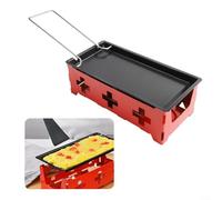 CWOQOCW Portatile a lume di candela Formaggio Raclette Set Acciaio al Carbonio Stufa di fusione Con Manico in Legno Mini Vassoio di Cottura Per Interni Esterni Cucina